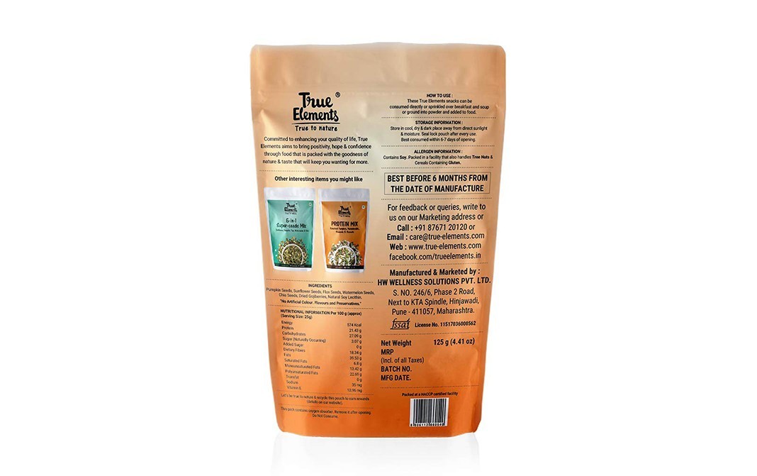 True Elements Antioxidant Mix Roasted Sunflower, Pumpkin, Flax, Watermelon, Chia & Gojiberries   Pack  125 grams